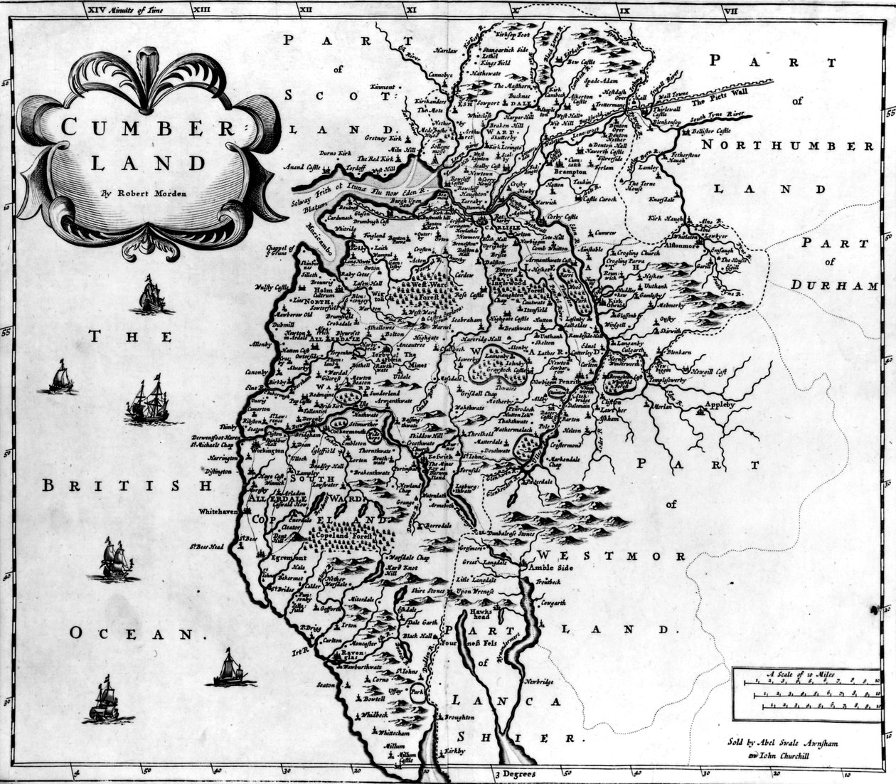 Cumberland Haritası, c.1695 by Robert Morden