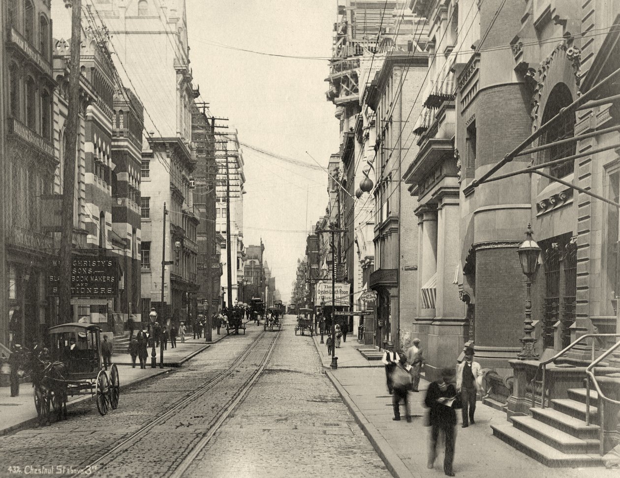 Chestnut Street, 3. Caddenin batısında, 1885 dolayları (bw fotoğraf) by Robert Newell