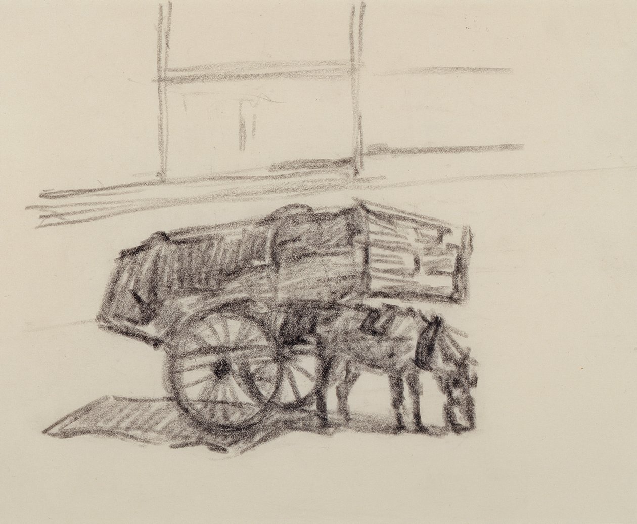 Hay Carts için Çalışma, Cumberland Market, c.1915 (kağıt üzerinde pastel boya) by Robert Polhill Bevan
