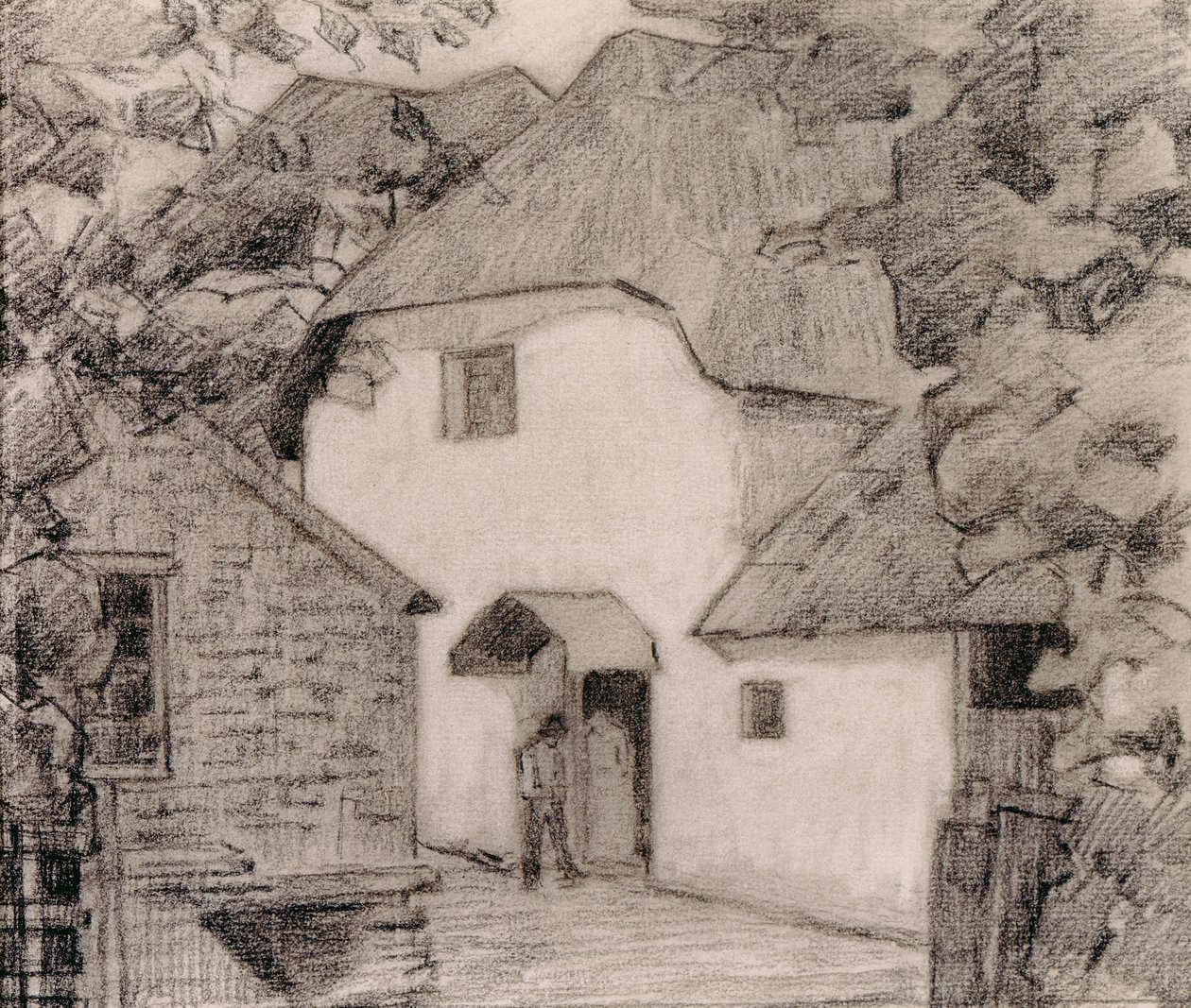 Değirmende Arayan, 1918-19 (kağıt üzerinde mum boya) by Robert Polhill Bevan