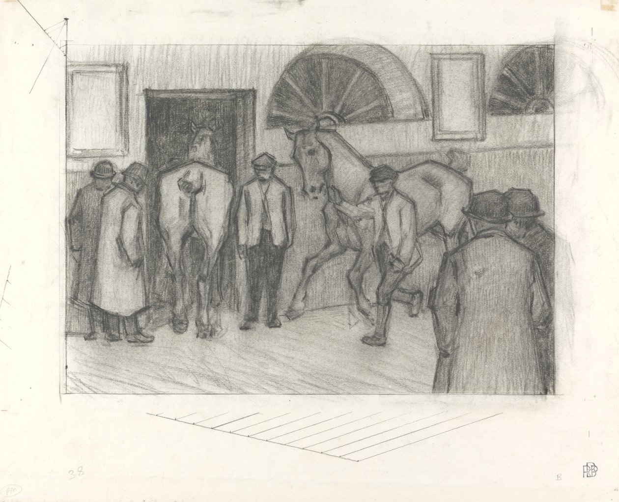 The Horse Mart, c.1917 (kağıt üzerinde pastel boya) by Robert Polhill Bevan