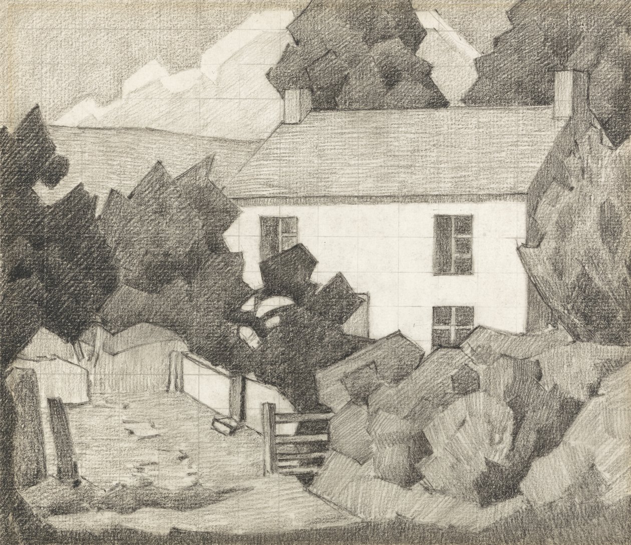 Beyaz Saray, c.1920 (kağıt üzerinde grafit) by Robert Polhill Bevan