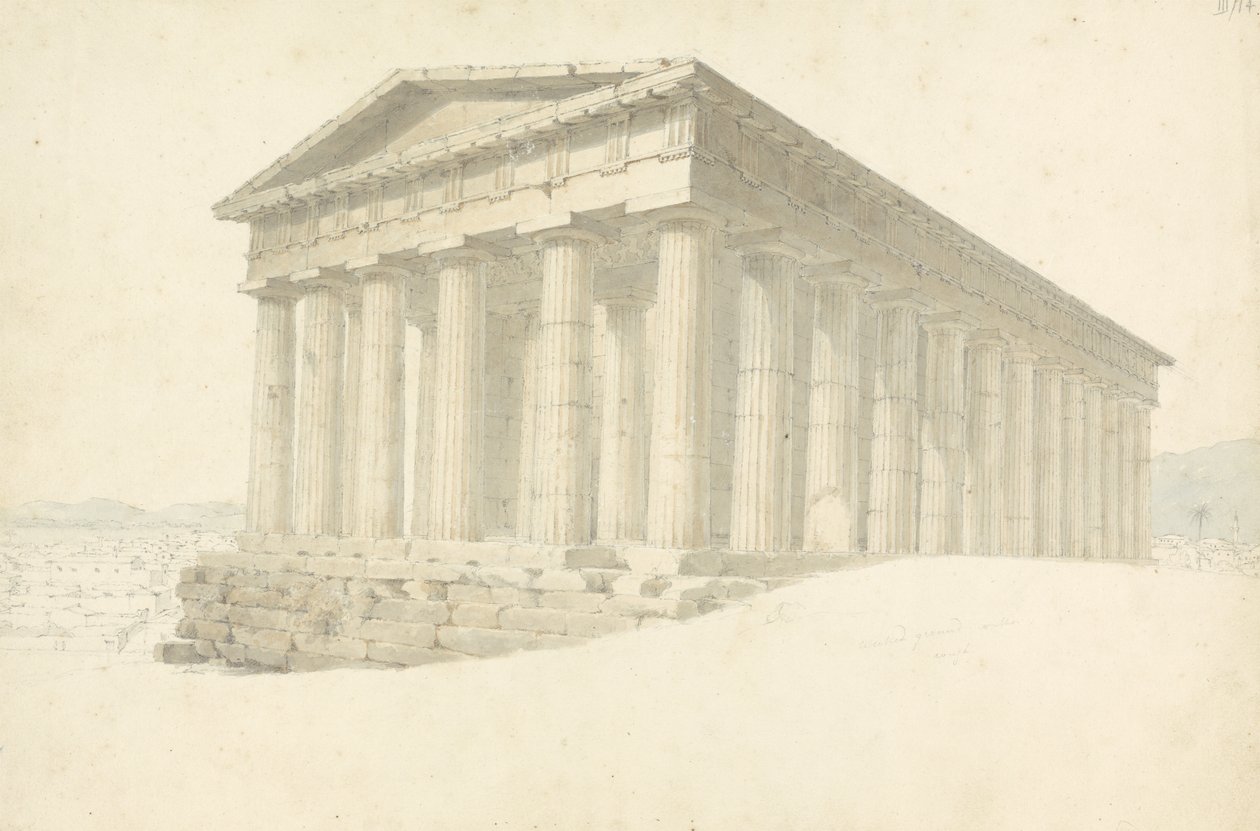 Tapınak, Bir Eskiz Defterinden Çizimler Koleksiyonundan: Dört Kumaş Kutuda, omurga harfli Kıta Çizimleri, 1802-04 (kağıt üzerinde wc ve grafit) by Robert Smirke
