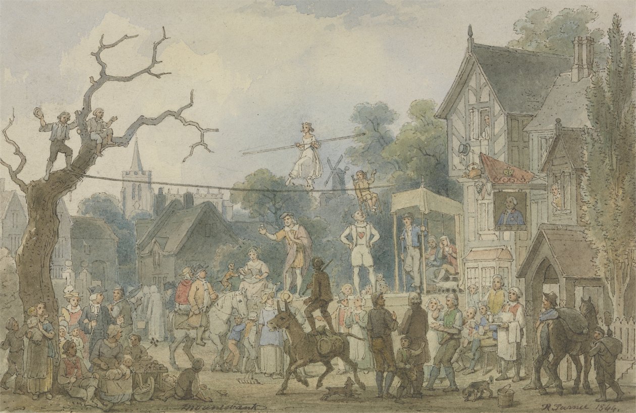 Mountebank, 1844 (kağıt üzerinde grafit üzerinde wc ile kalem ve mürekkep) by Robert Turner