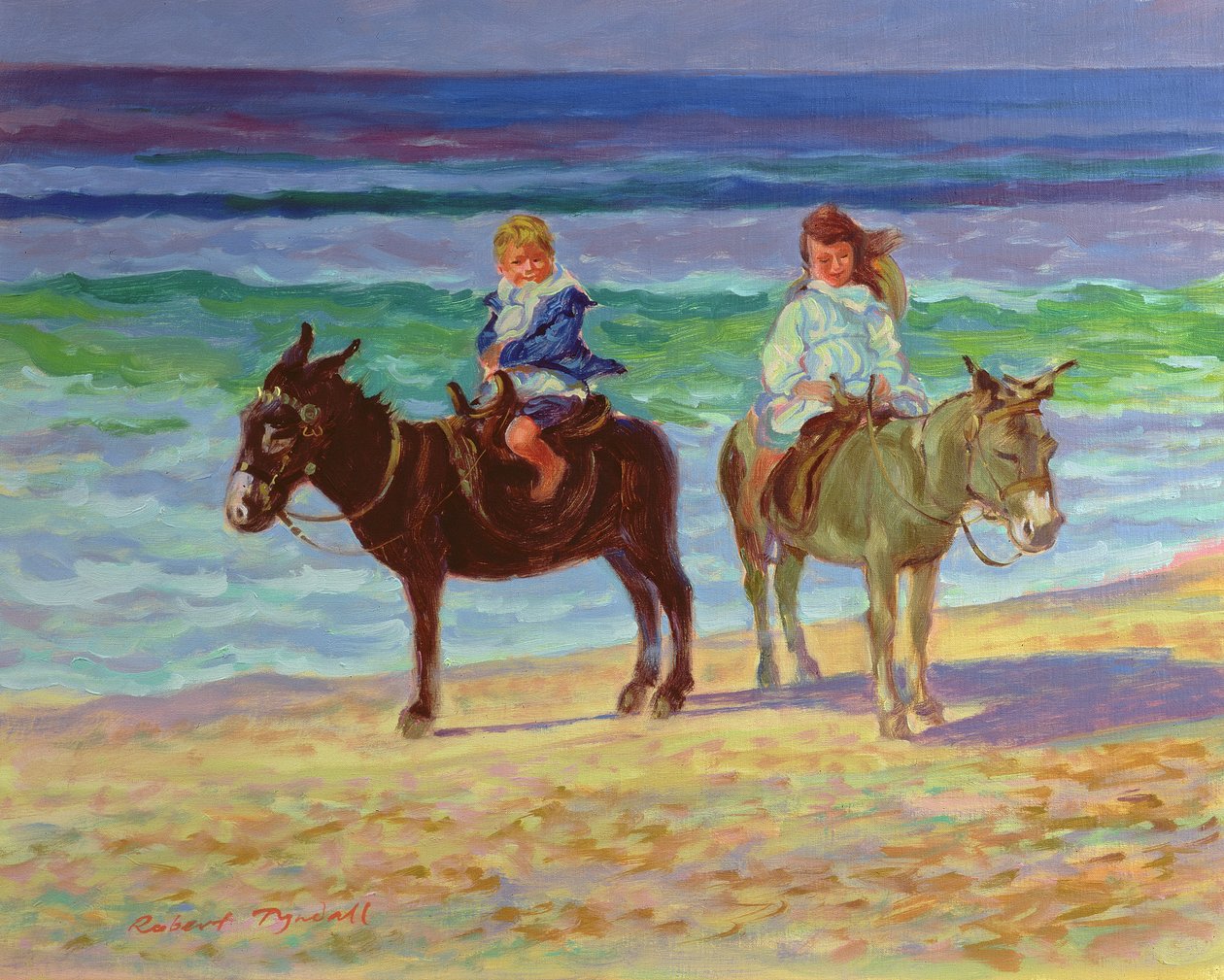 Eşeklerin Üzerinde İki Çocuk by Robert Tyndall