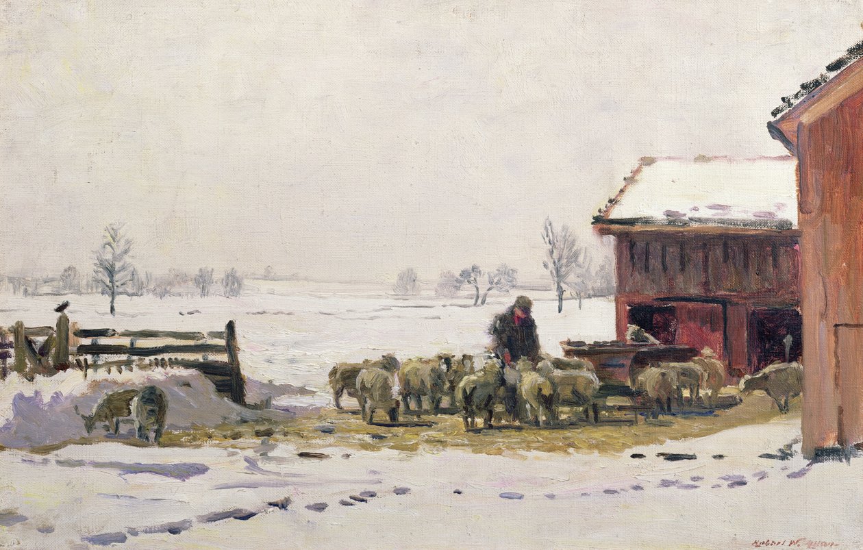 Koyunları Kışın Beslemek by Robert Weir Allan