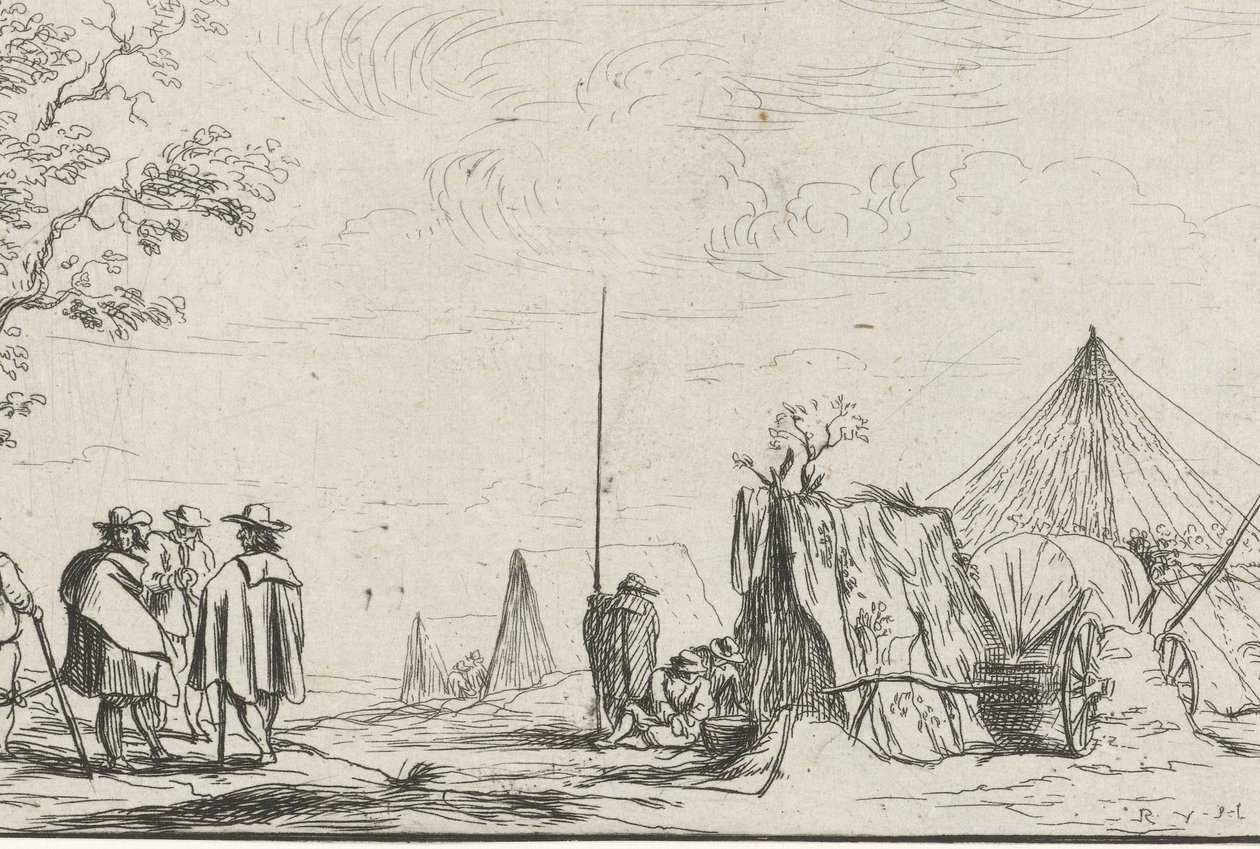 Bir kamptaki askerler by Robert van den Hoecke