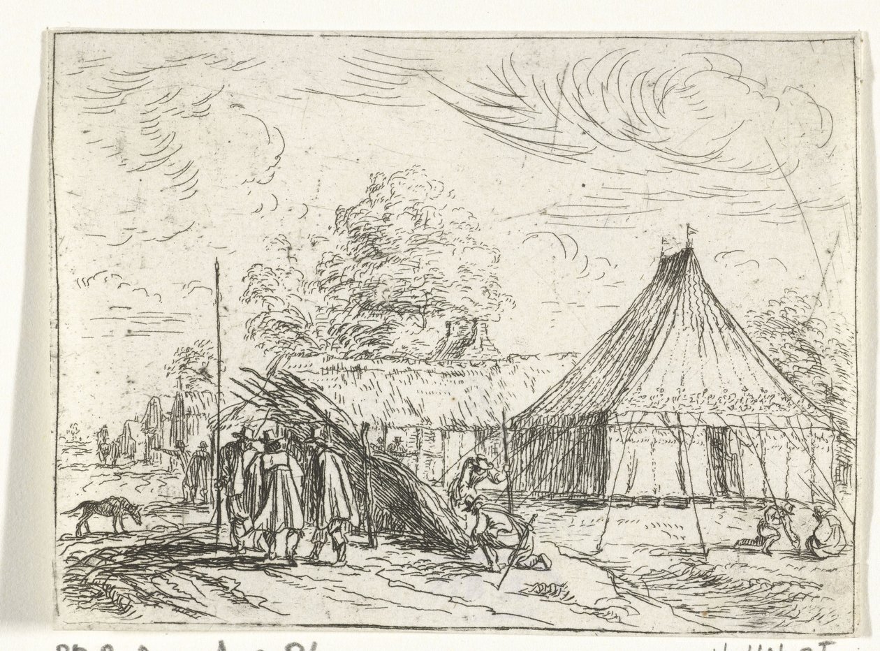 Bir çadırın yanında askerler by Robert van den Hoecke