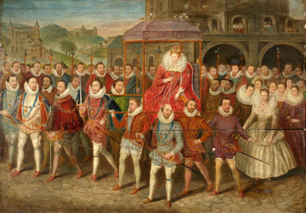 Kraliçe I. Elizabeth'in Alayı, 1800-40 dolayları (panel üzerine yağlıboya) by Robert (after) Peake
