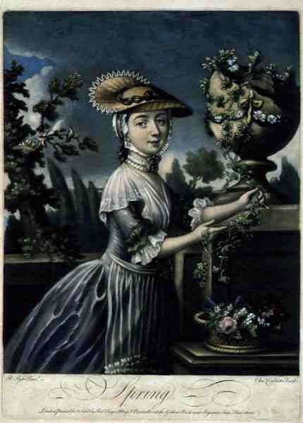 Bahar, C. Corbutt (Richard Purcell) (fl.1746-66), pub. Robert Sayer, c.1760 (mezzotint gravür) (ayrıca bkz. 125559 ve 125561-62) by Robert (after) Pyle