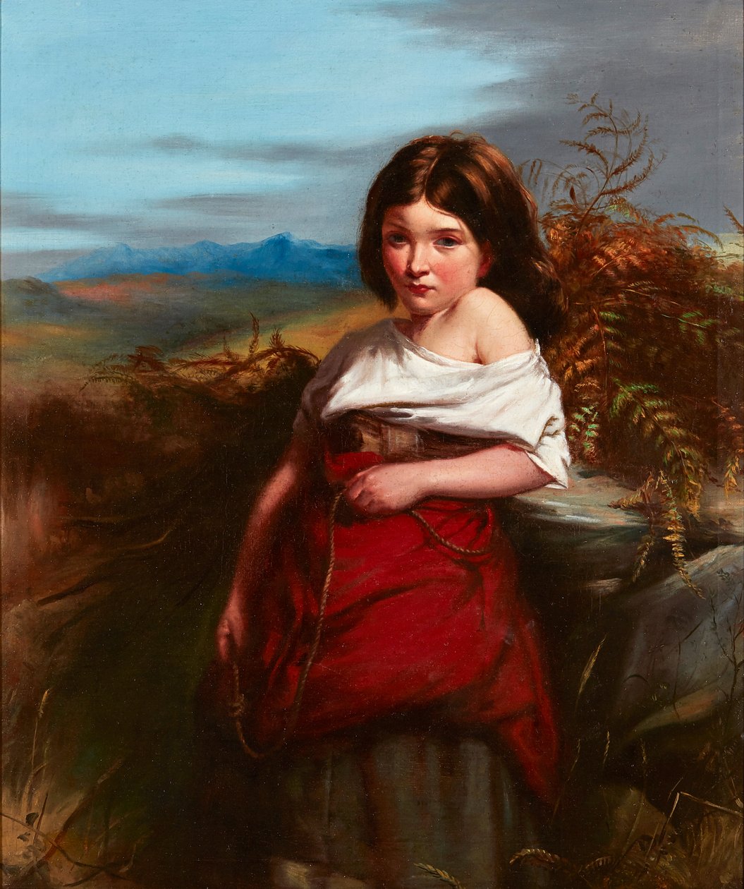 Bir Eğreltiotu Toplayıcısı (tuval üzerine yağlı boya) by Robert (follower of) Herdman