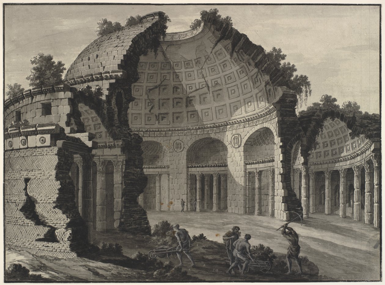 Antik bir rotunda kalıntılarının mimari fantezisi by Robert Adam