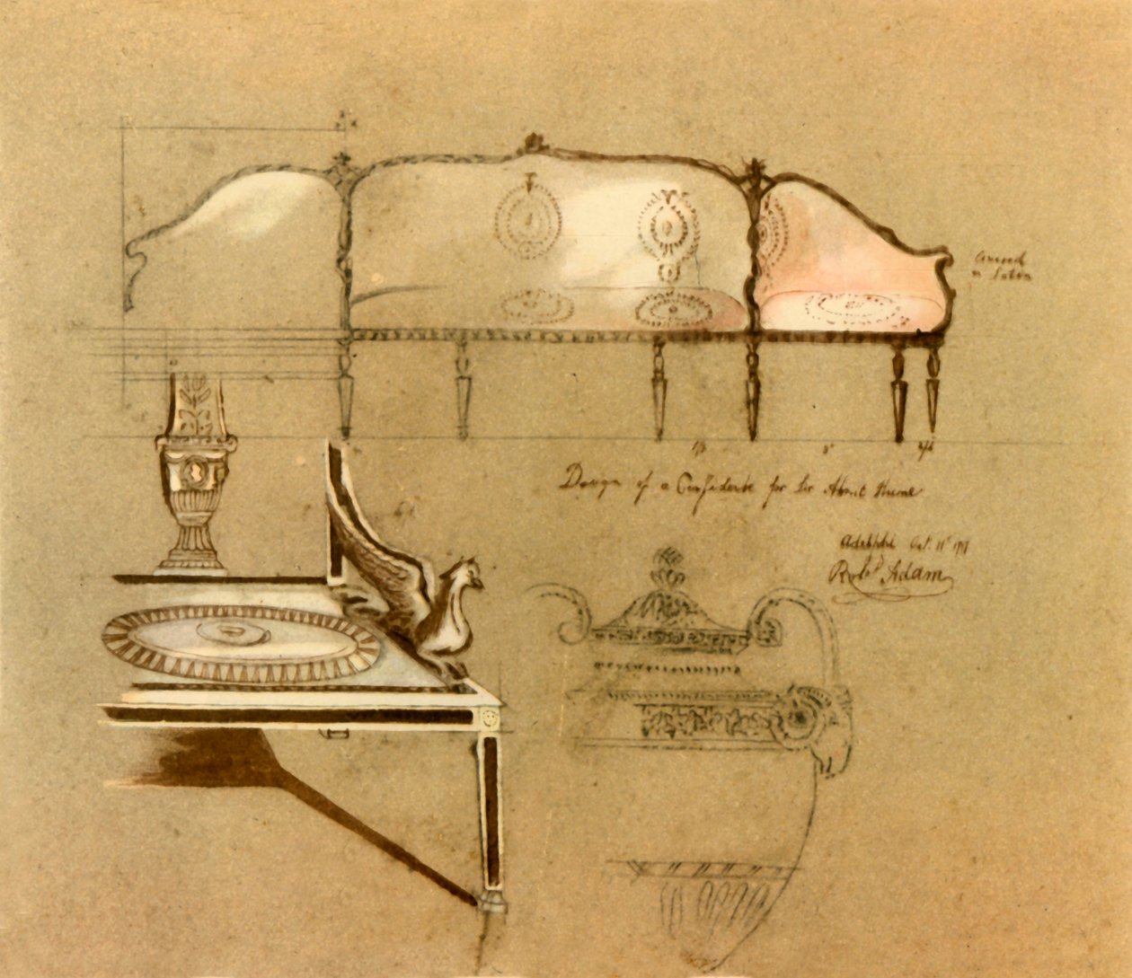 Bir kanepe tasarımı, 1777, 1946. by Robert Adam