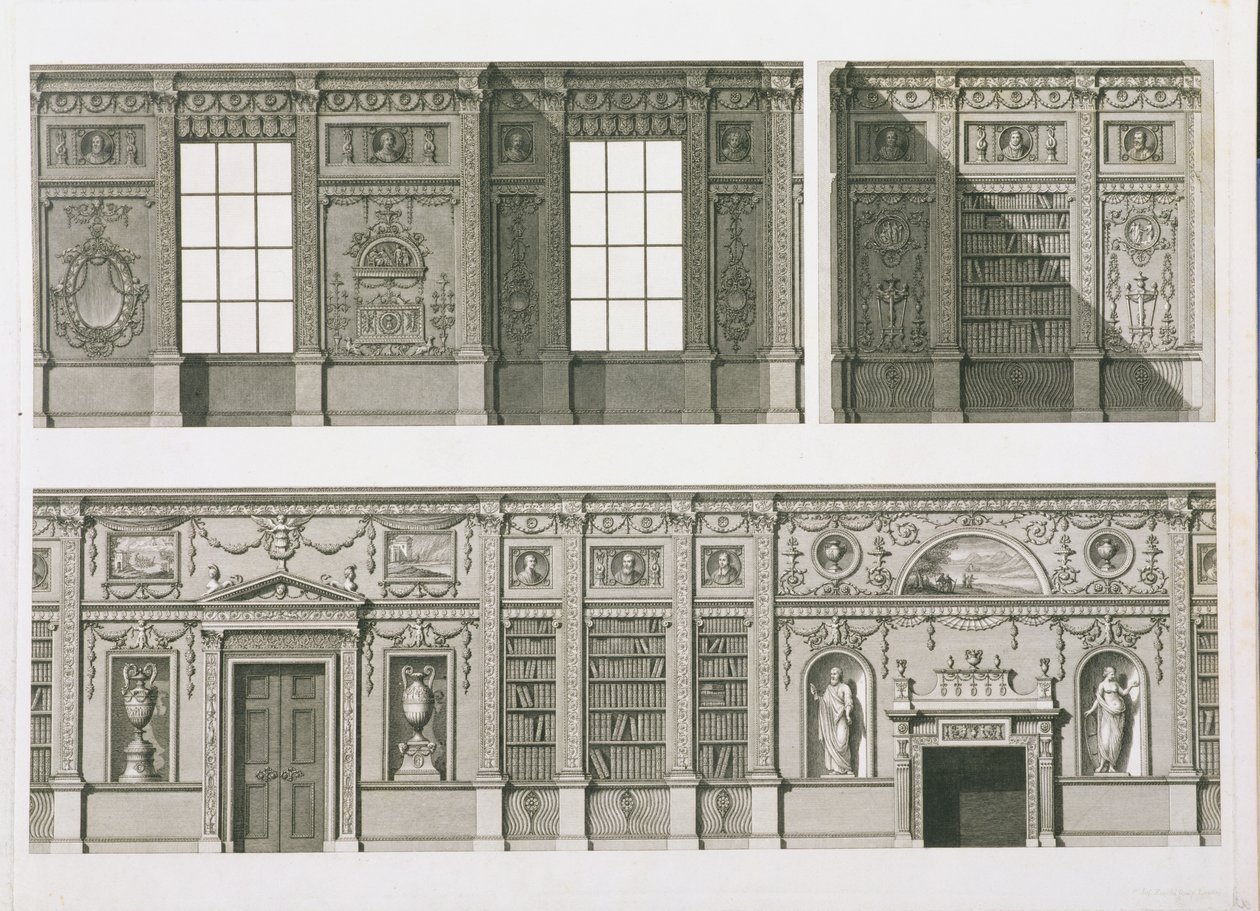 Syon House'daki Kütüphanenin Yüksekliği, c.1760-69 by Robert Adam