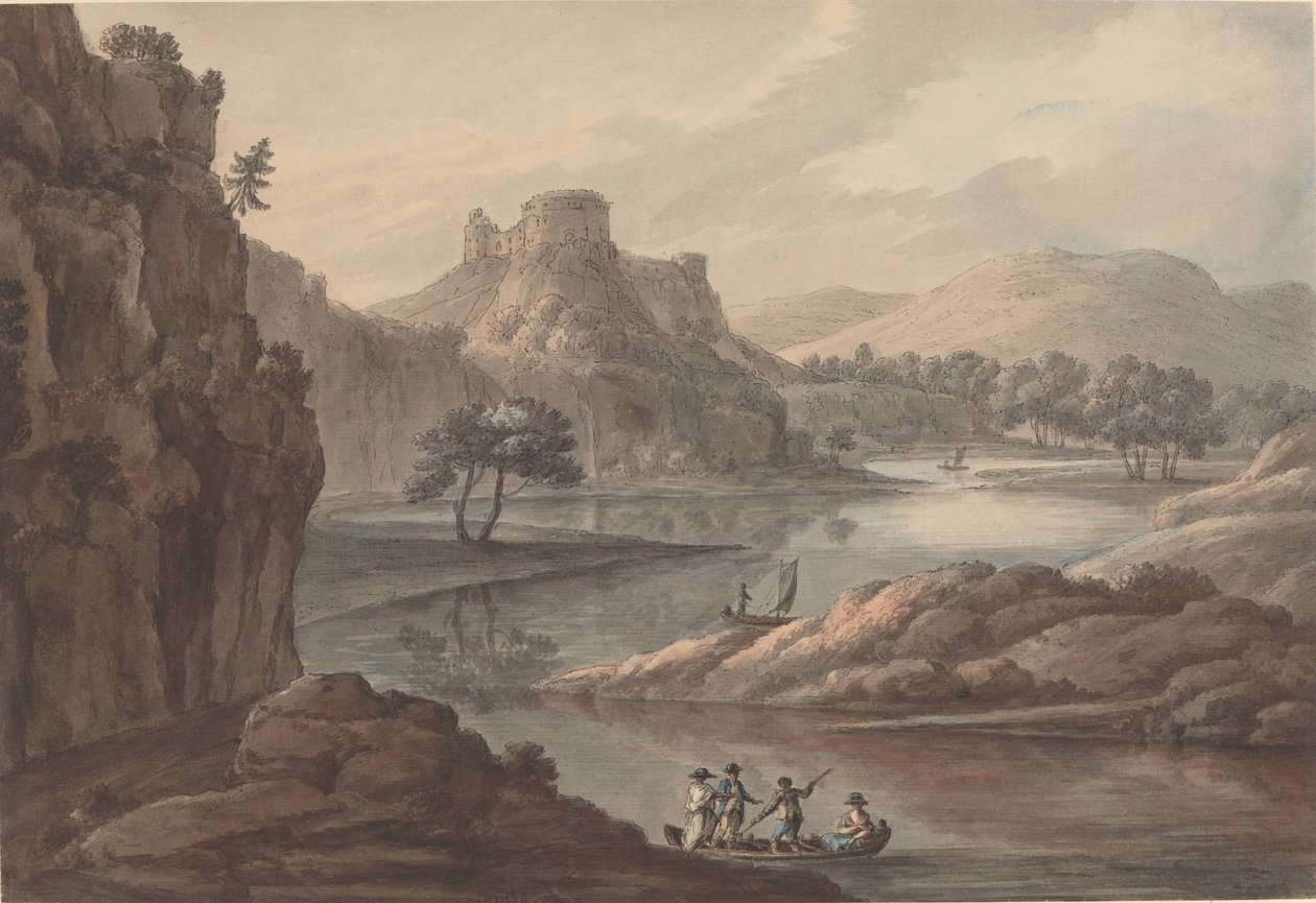 Bir Kale ile Nehir Manzarası by Robert Adam