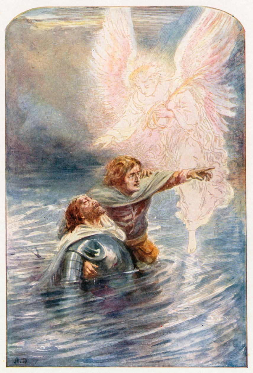 Christian ve Hopeful Nehri Geçiyor (renkli taş baskı) by Robert Ambrose (after) Dudley