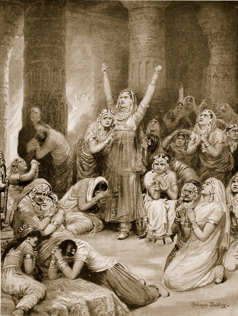 Rajputların Jauhar (soykırım) töreni by Robert Ambrose Dudley