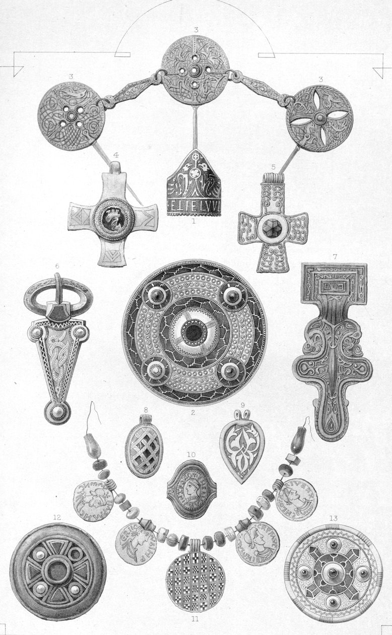 Anglo-Sakson Kalıntıları. Altın ve Bronz Kişisel Süsler, 1886 by Robert Anderson