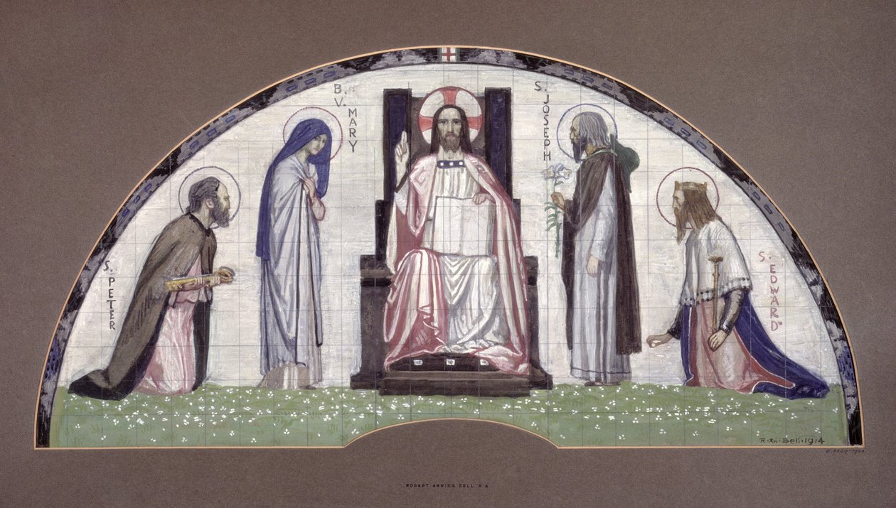 İsa, Aziz Peter, Joseph, Edward ve Meryem Ana ile Enthroned, 1914 by Robert Anning Bell