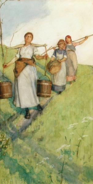 Eve Dönüş - Sütçü Kızlar by Robert Anning Bell