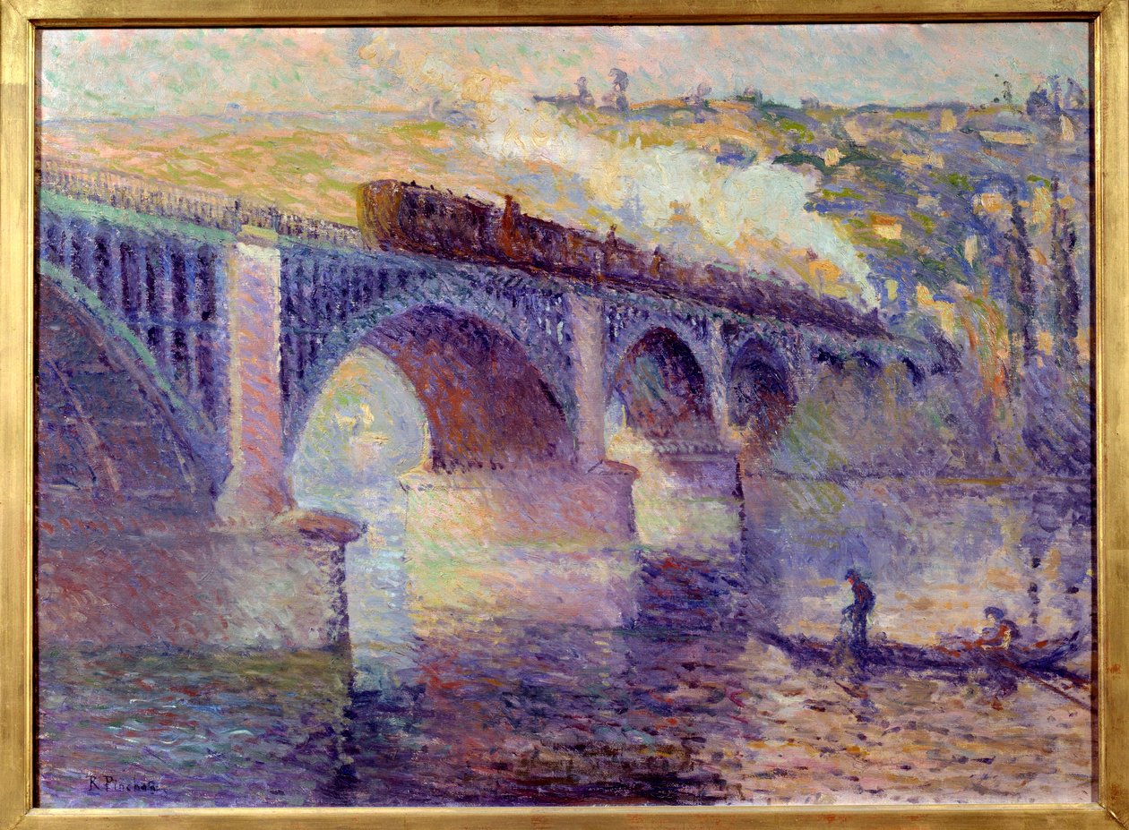 Le pont aux Anglais, güneşin battığı tablo Robert Pinchon (1886-1943) tarafından 20. yüzyıl Güneşi. 0.52x0.73 m Rouen, Güzel Sanatlar Müzesi by Robert Antoine Pinchon
