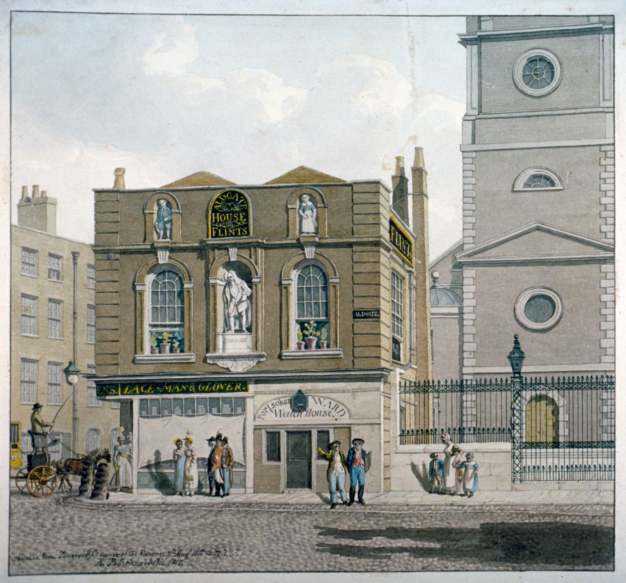 Aldgate Evi, Aldgate High Street, Londra, 1815 by Robert Blemmell Schnebbelie