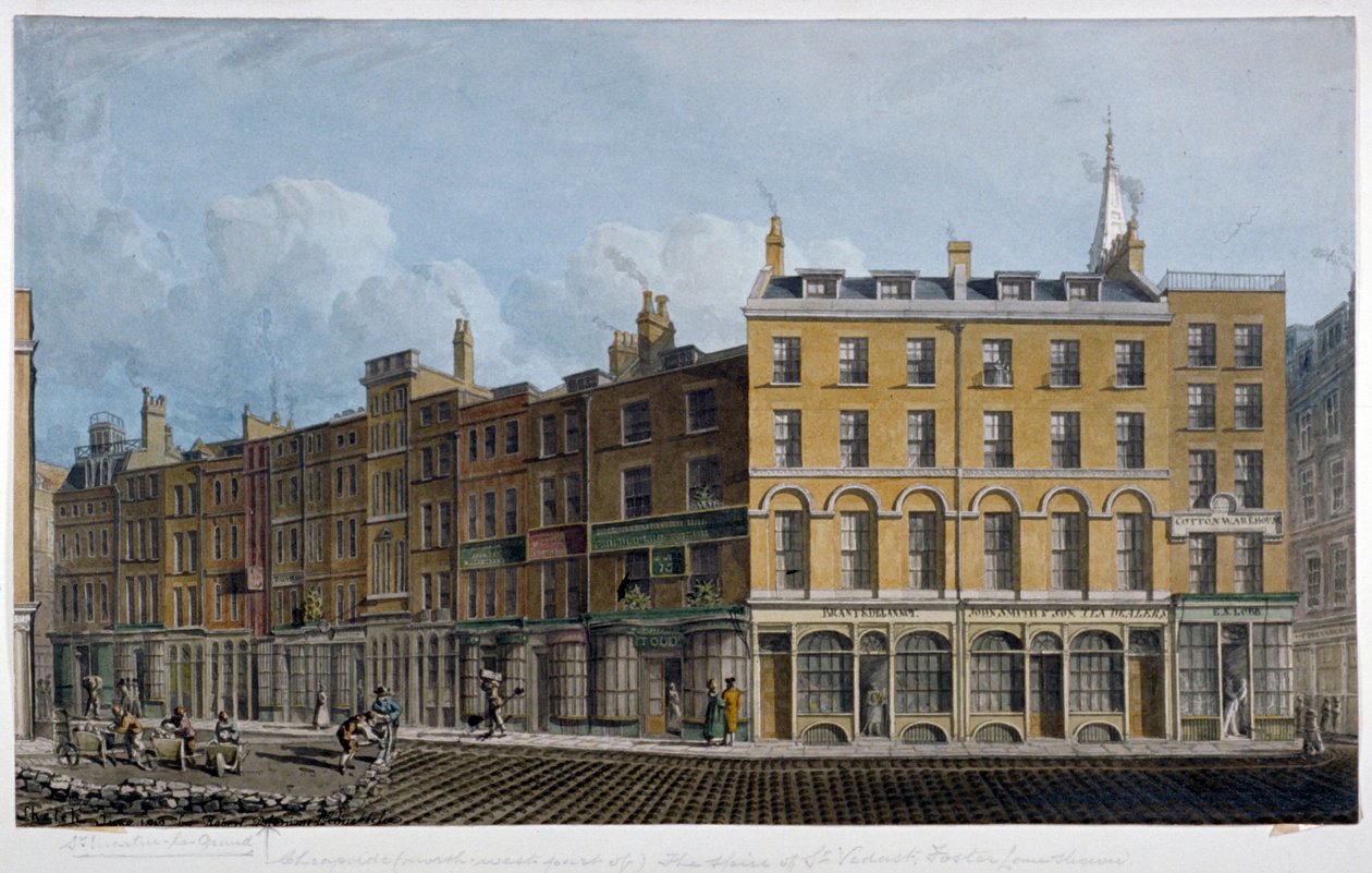 Cheapside, Londra Şehri, 1818 by Robert Blemmell Schnebbelie