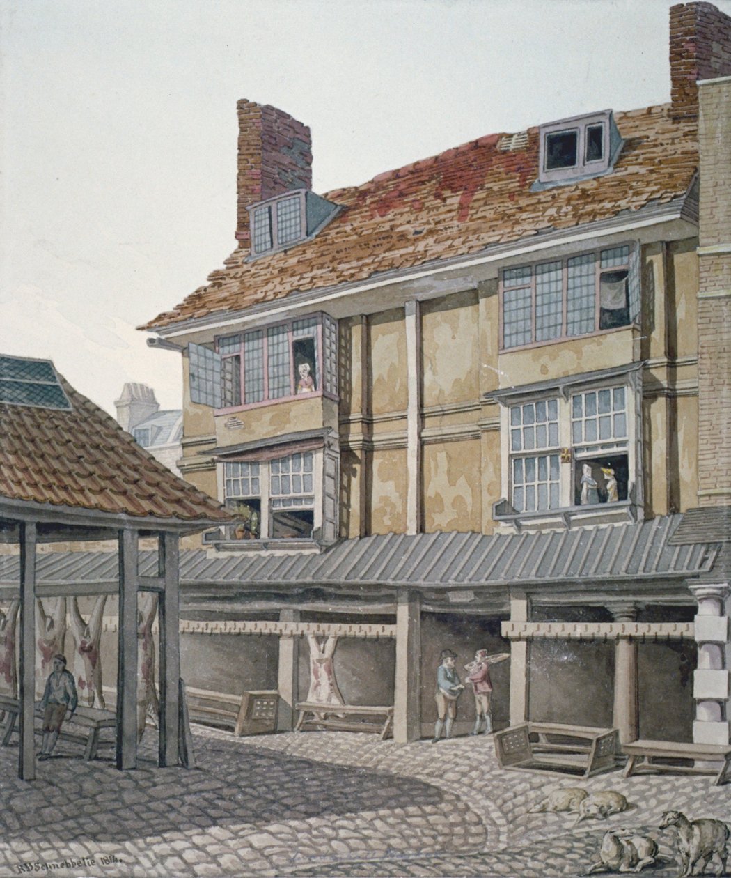 Leadenhall Pazarı, Londra Şehri, 1814. by Robert Blemmell Schnebbelie