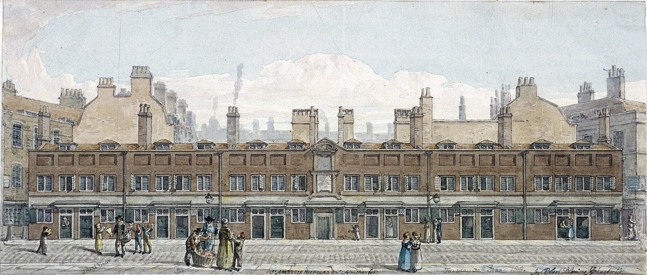 Monkwell Caddesi, Londra, 1818 by Robert Blemmell Schnebbelie