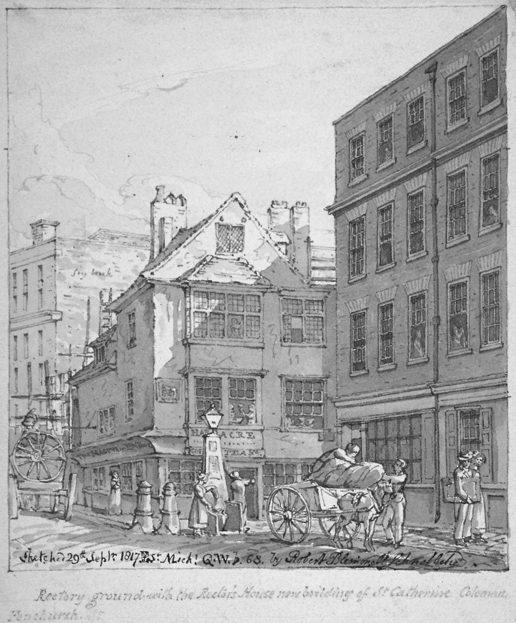St Katherine Coleman Rectory, Fenchurch Caddesi, Londra Şehri, 1817 by Robert Blemmell Schnebbelie