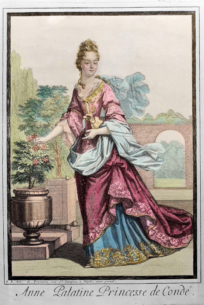 Anne Palatine, Conde Prensesi (Anne de Baviere (1648-1723) (Anne Henriette Julie de Baviere) (Bavyera Anne Henriette) (Anna del Palatinato) - gravür Robert Bonnart - by Robert Bonnart
