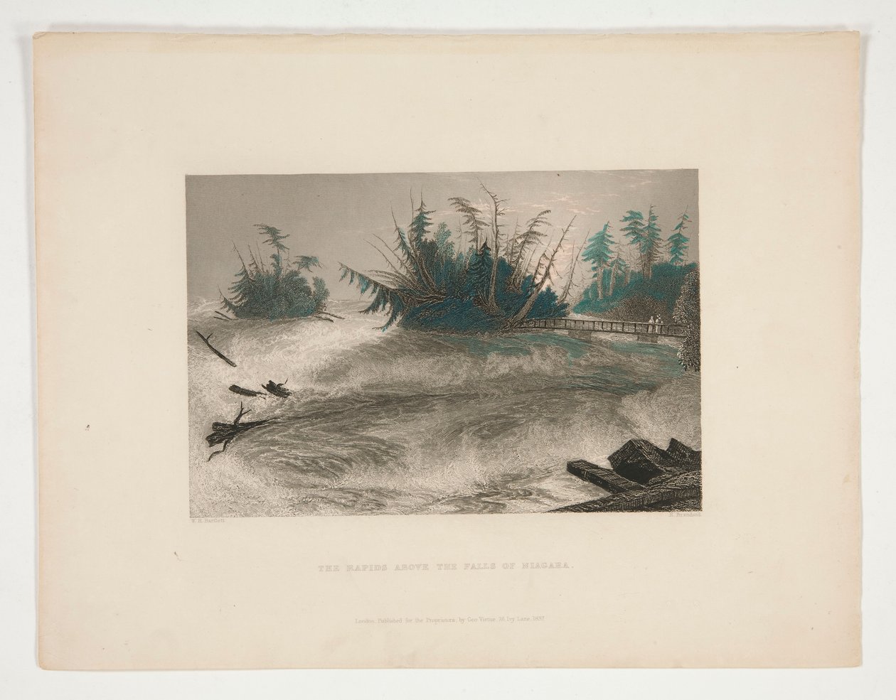 Niagara Şelalelerinin Üzerindeki Rapids, Nathaniel Parker Willis için illüstrasyon by Robert Brandard