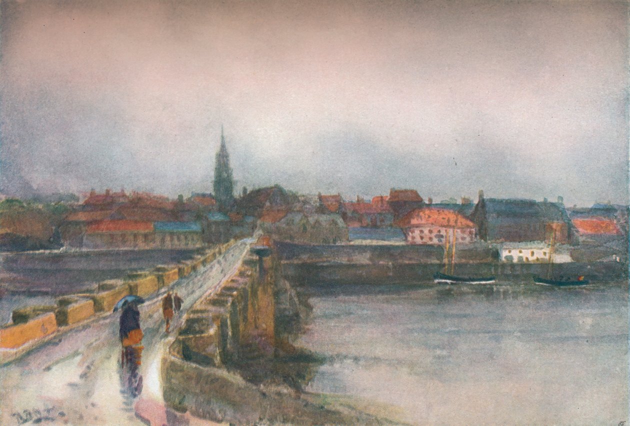 Islak Bir Gün, Eski Berwick Köprüsü, c1877-1906, 1906. by Robert Buchan Nisbet
