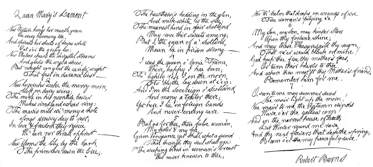 Kraliçe Marys Ağıt, Robert Burns
