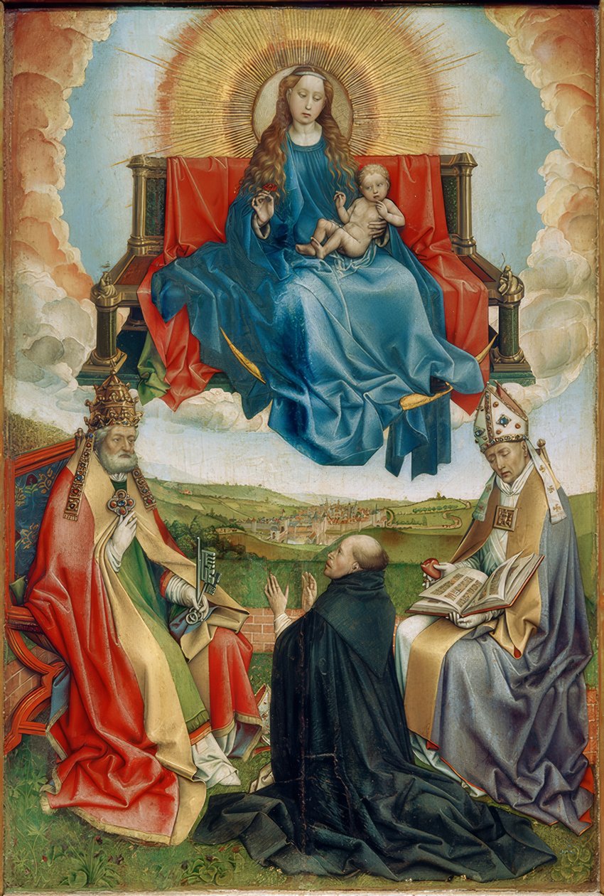 Madonna, Bağışçılar ve St. Peter ve Augustine by Robert Campin