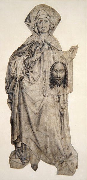 St. Veronica (parşömen üzerine kalem, mürekkep ve hint mürekkebi yıkama) by Robert Campin