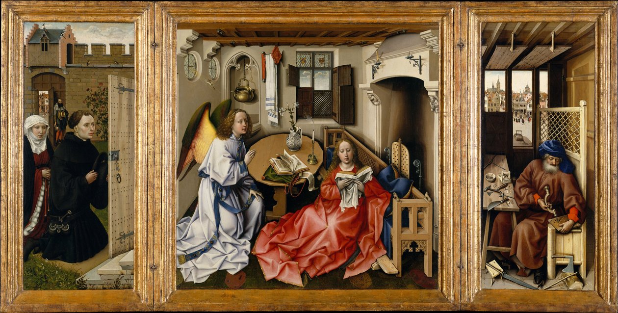 Merode Altarpiece olarak bilinen Müjde ile Triptik by Robert Campin