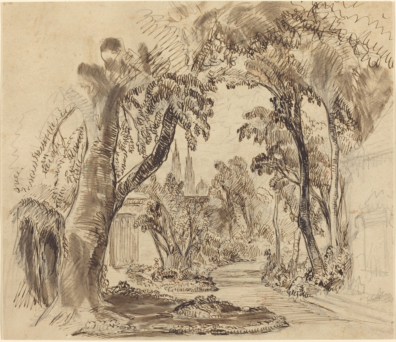 Ağaçlıklı Bir Bahçe Yolu ("Uyuyan Güzel ve Çirkin" için Ön Taslak?) by Robert Caney