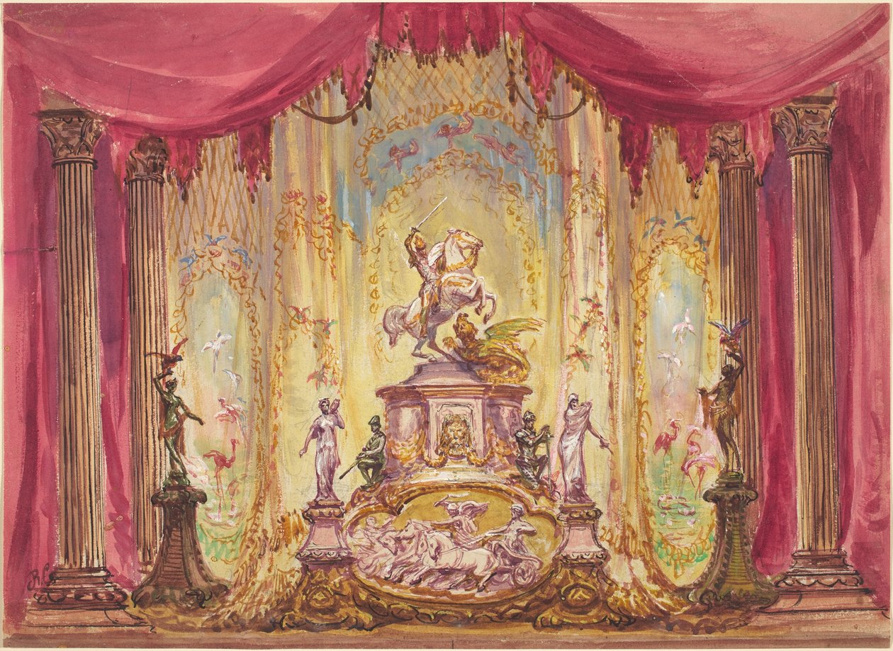 Ejderhayı Öldüren Aziz George Heykeli ile Sahne Seti by Robert Caney