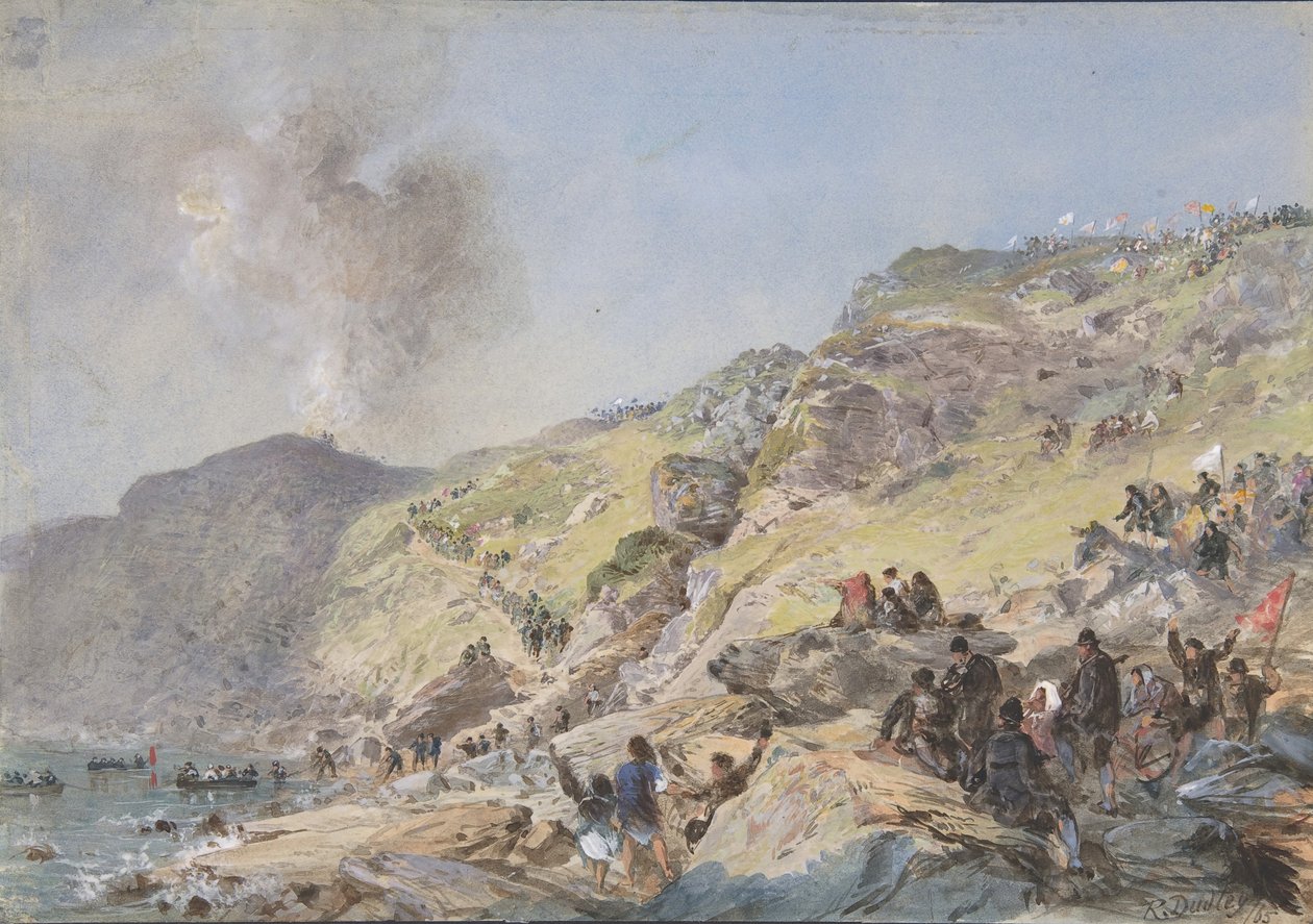 Uçurumlar, Foilhummerum Körfezi, Valentia, Kablonun Kıyı Ucunda Bulunduğu Nokta..., 1865, 1865 by Robert Charles Dudley