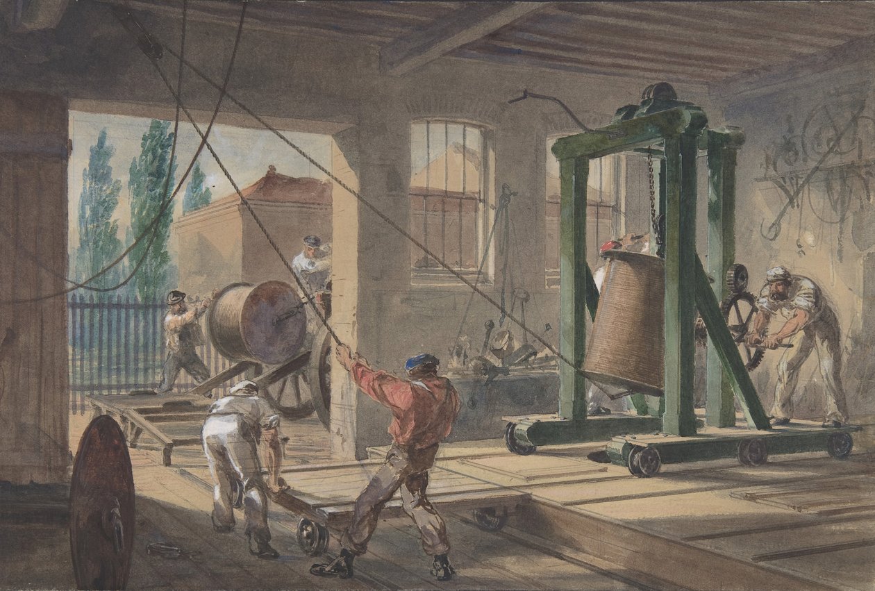 Fabrikalarda Tanklara Taşınan Güta-perka Kaplı İletken Tel Makaraları..., 1865-66. by Robert Charles Dudley