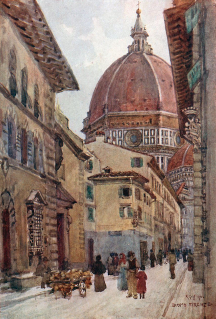 Via dei Servi (renkli taşbaskı) by Robert Charles Goff