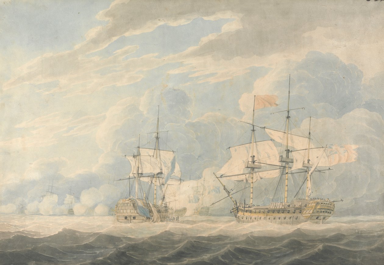 Amiral De Winter komutasındaki Hollandalı Koramiral, 11 Ekim 1797'de Camperdown Muharebesi'nde Amiral Duncan komutasındaki İngiliz Koramiral Onslow'a bayrağını vuruyor. by Robert Cleveley