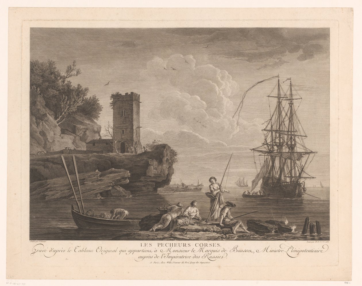 Balıkçılar ile deniz manzarası Les pecheurs korseleri. by Robert Daudet (II) (attributed to)