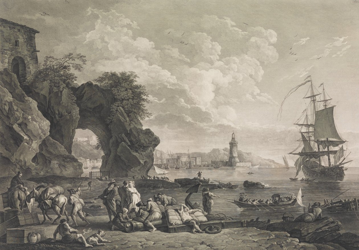 Napoli yakınlarındaki Pausilype manzarası, 1785. by Robert Daudet