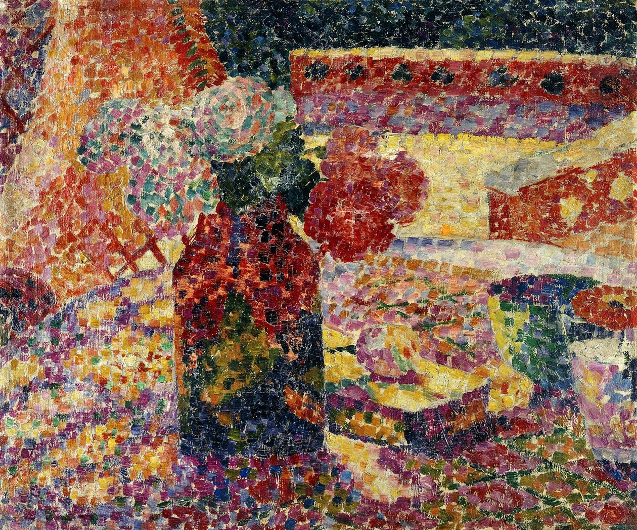 Çiçek Vazolu Natürmort, 1907 dolayları (tuval üzerine yağlı boya) by Robert Delaunay