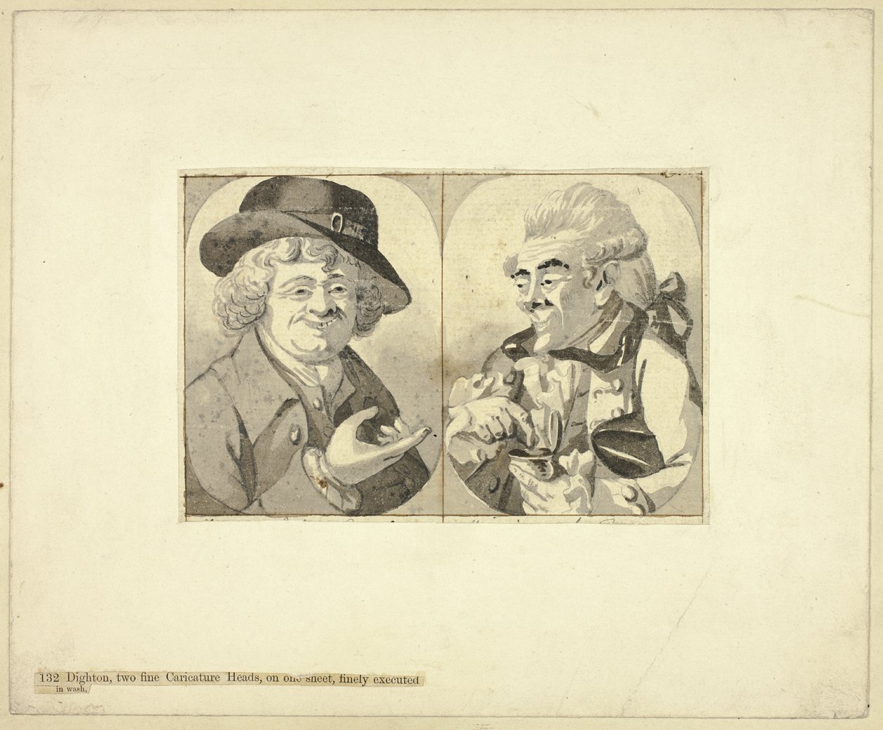 İki Göğüs Boyu Karikatür by Robert Dighton