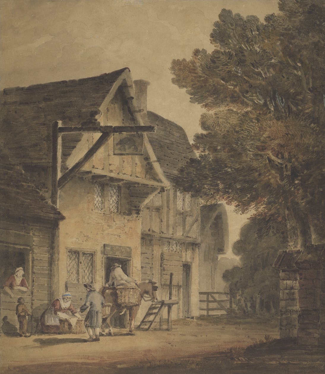 Boar Inn'in Dışındaki Figürler by Robert Dixon