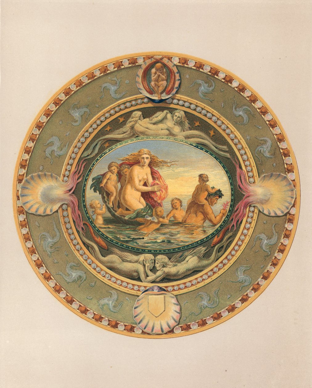 Mount Edgecumbe Kontu tarafından hediye edilen majolika kaplamalı plato (kromolito) by Robert Dudley