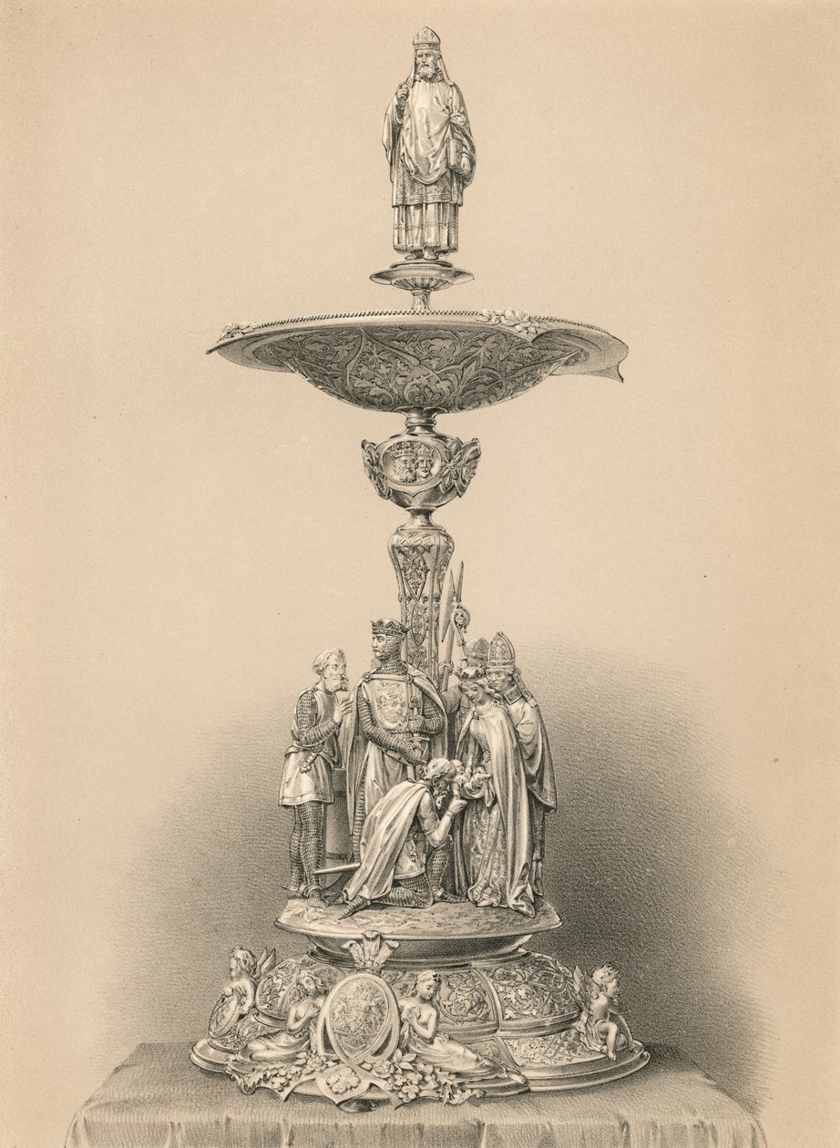 Gümüş Merkez Parçası, Majestelerinin Prens ve Kraliçe adına hediyesi (kromolito) by Robert Dudley
